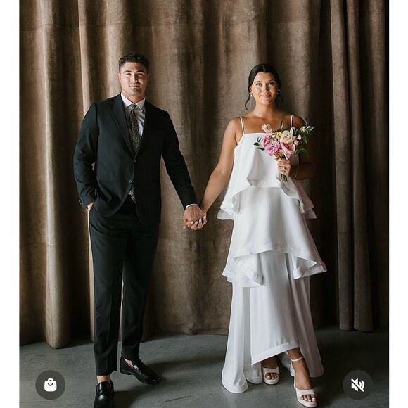 Elliatt Tilly Tiered Maxi Dress White bachelorette wedding Bridal size XL NWT - Picture 3 of 9